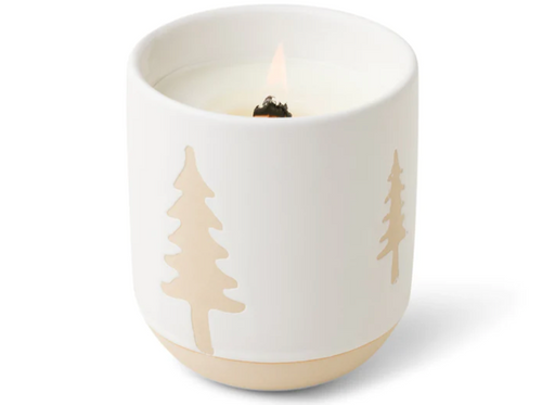 PADDYWAX- CYPRESS& FIR WHITE CERAMIC TREE PATTERN CANDLE