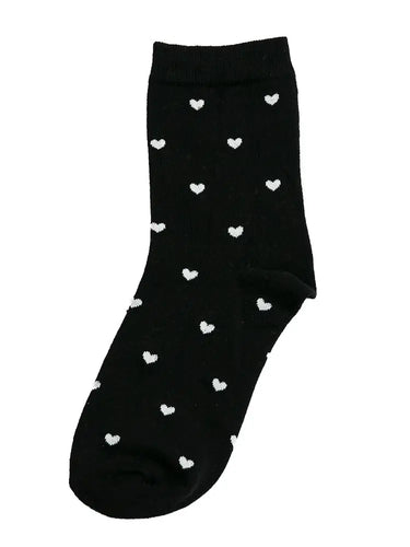 TOP IT OFF- BLACK AND WHITE HEART SOCKS